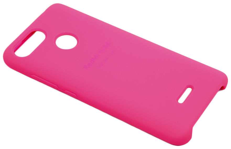 Чехол Silicone Case без логотипа с бархатной подложкой для Xiaomi Redmi 6 Ярко-розовый