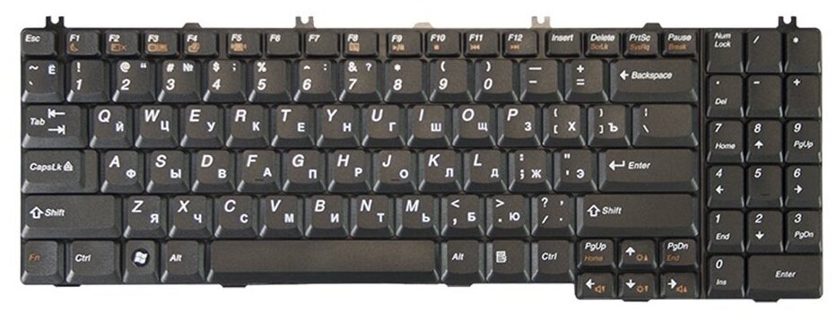 Клавиатура для ноутбука Lenovo IdeaPad B550 B560 G550 G550A G550M Series Плоский Enter Чёрная без рамки PN 25-008405 1142₽