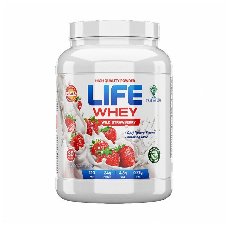 LIFE WHEY 907 gr, 30 порции(й), клубника