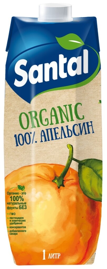 Сок SANTAL Organic Апельсин Prisma 1 л 12 шт. в кор. - фотография № 2