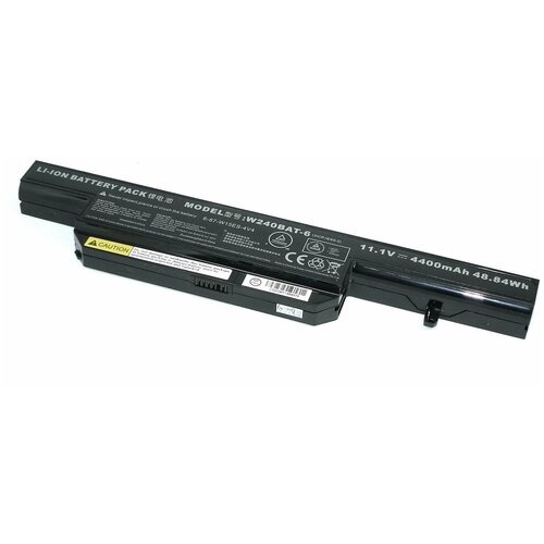 Аккумуляторная батарея для ноутбука DNS Clevo W240 11.1V 4400mAh W240BAT-6 черная аккумулятор для clevo c4100 c4500 c5100 c4500bat 6 w240bat 6