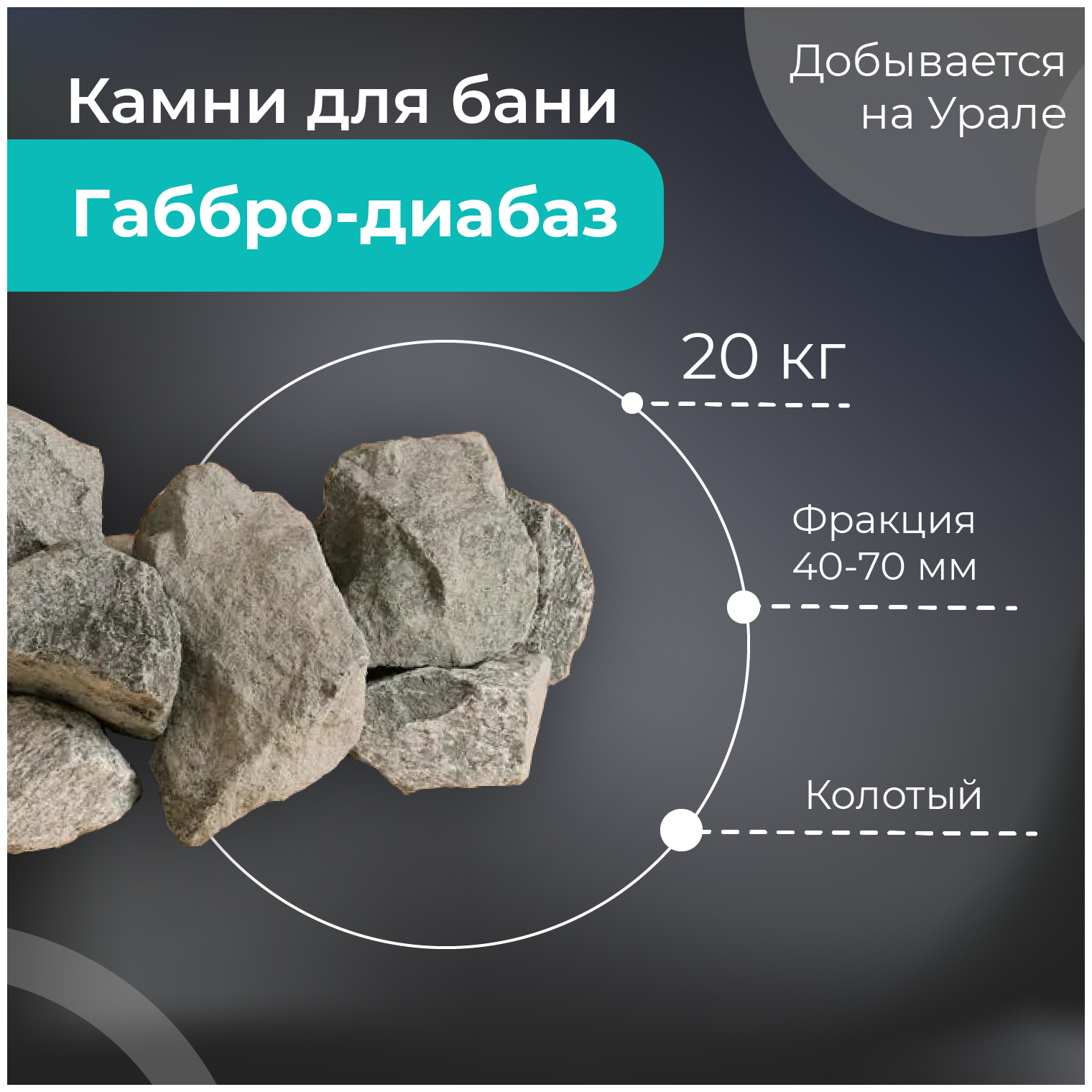Камень для бани и сауны ERKKIA "Габбро-диабаз" мелкая фракция (коробка 20кг) - фотография № 1