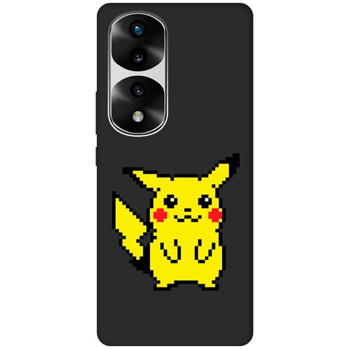 Матовый Soft Touch силиконовый чехол на Honor 70 Pro / Honor 70 Pro+ / Хонор 70 / 70 Про Плюс с 3D принтом Pixel Pikachu черный силиконовый чехол на honor 70 хонор 70 с 3d принтом pixel pikachu прозрачный