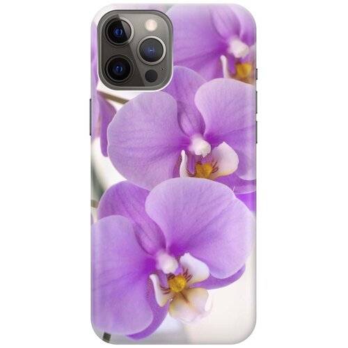 фото Ультратонкий силиконовый чехол-накладка для apple iphone 12 pro max с принтом "сиреневые орхидеи" gosso