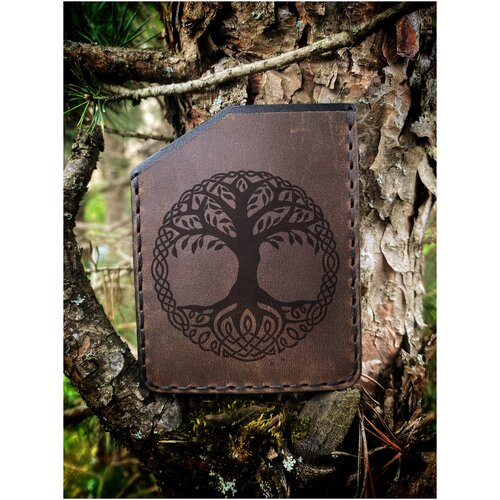 фото Кошелек для карт натуральная кожа ручная работа иггдрасиль дерево жизни v.l.s.