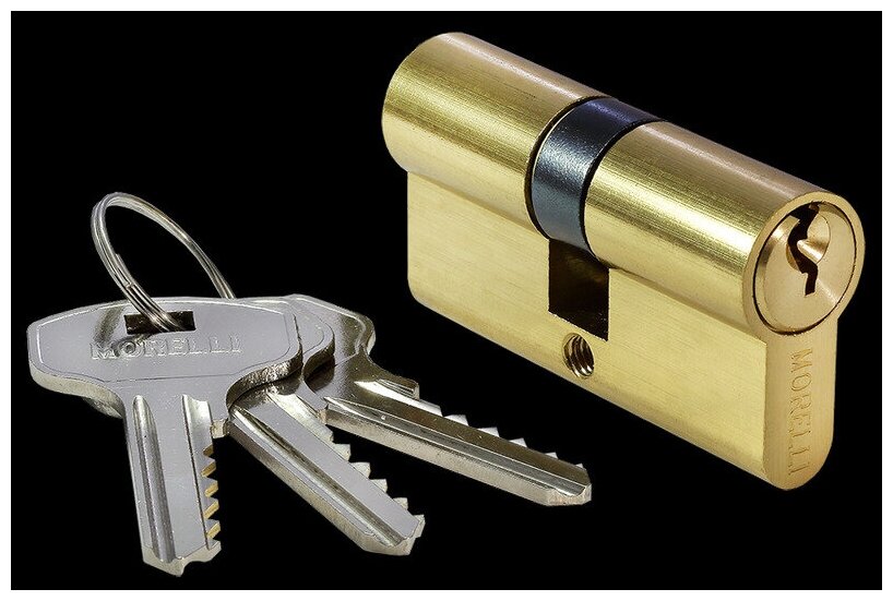 Цилиндр ключевой MORELLI 70C PG, ключ-ключ, золото - фото №1