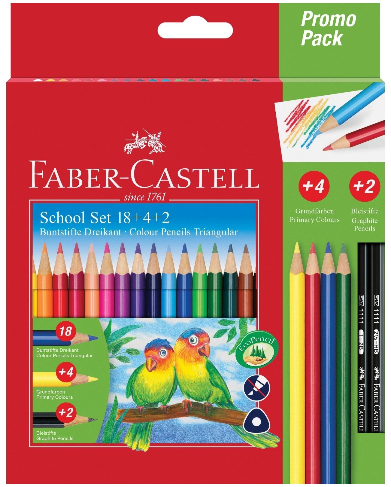 Карандаши цветные Faber-Castell 18цв.+ 4 цв. + 2ч/г, заточен.