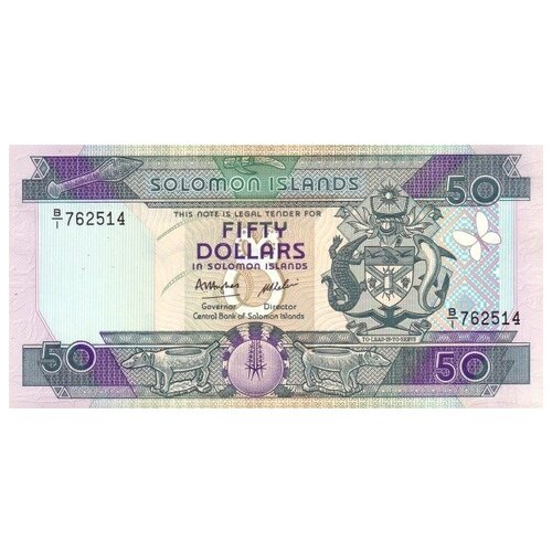 Соломоновы острова 50 долларов 1986 г «ящерицы Гекконы» UNC