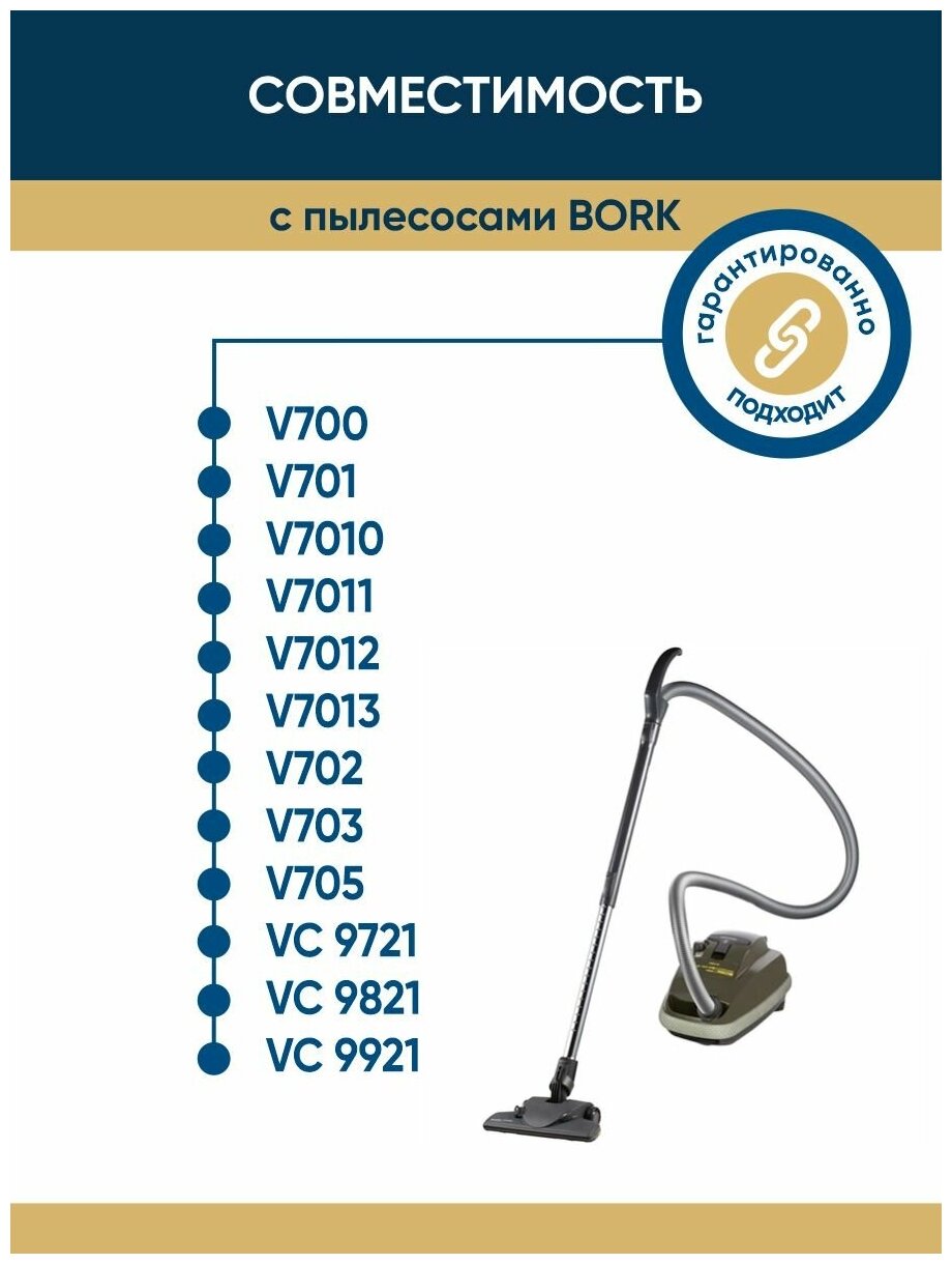 Мешки-пылесборники ReFill BRK 01 XXL для пылесосов Bork синтетические (6 штук) - фотография № 3