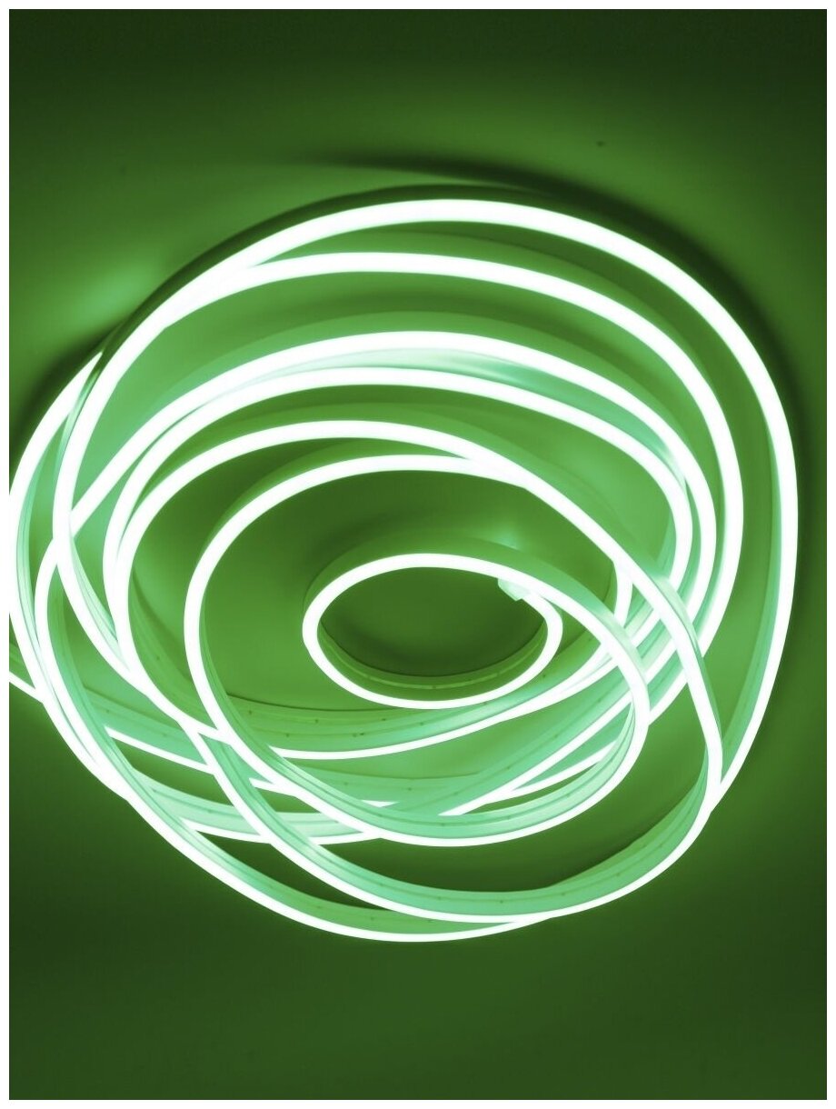 Неоновая светодиодная лента Гибкий Неон, 5 метров, 12/220 В, 120 светодиодов на метр, зеленая - фотография № 13