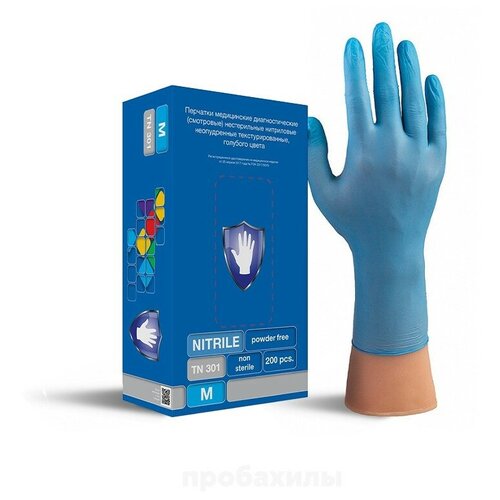 Safe &Care, Перчатки нитриловые, голубые, 100 пар, TN 301 L
