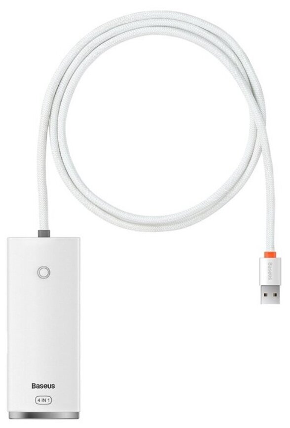 Хаб Baseus Lite Series 4-Port USB-A HUB Adapter (USB-A to USB 3.0x4 ) 2 м White (WKQX030202)