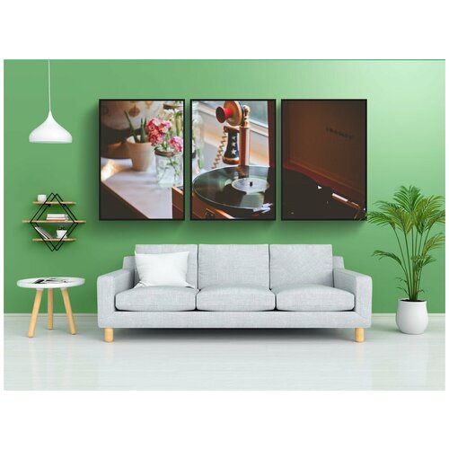 фото Набор модулных постеров для интерьера "завод, горшок, цветок" 60x90 см. в тубусе, без рамки lotsprints