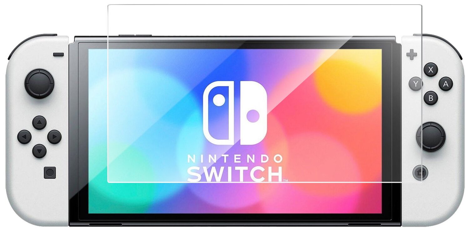 Защитное стекло на Nintendo Switch/Нинтендо Свитч (Гибрид-пленка+стекловолокно) на Экран приставки прозрачное , Brozo