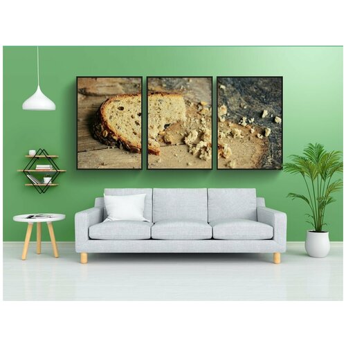 фото Набор модулных постеров для интерьера "буханка, хлебные крошки, крошки" 60x90 см. в тубусе, без рамки lotsprints