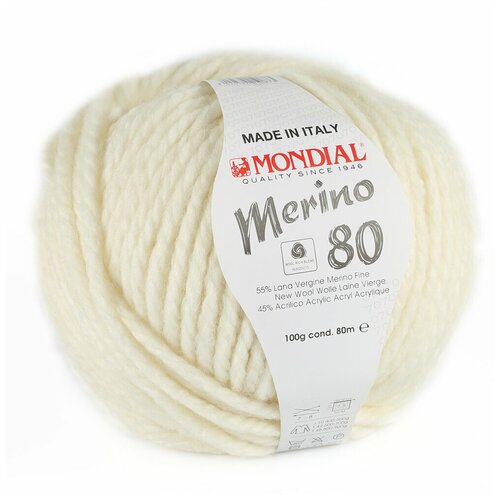 Пряжа Merino 80 Mondial - 1 моток (80 м, 100 гр), цвет 426