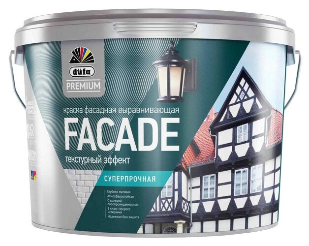 Краска в/д фасадная dufa premium facade база 1 9л белая, арт. н0000007017