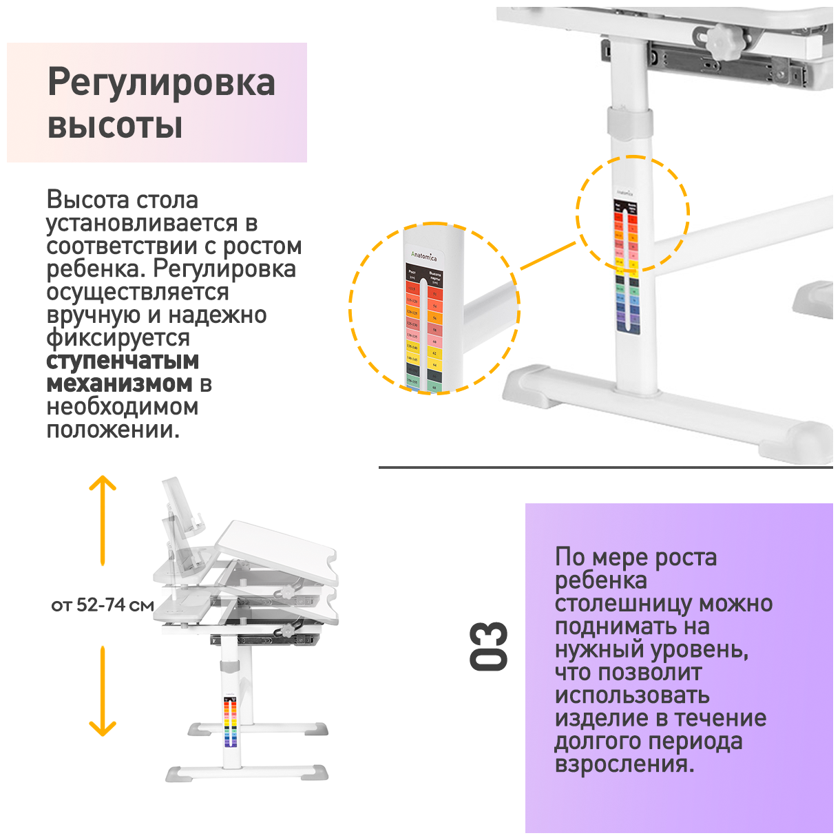 Комплект парта и стул Anatomica Avgusta белый/серый - фотография № 12