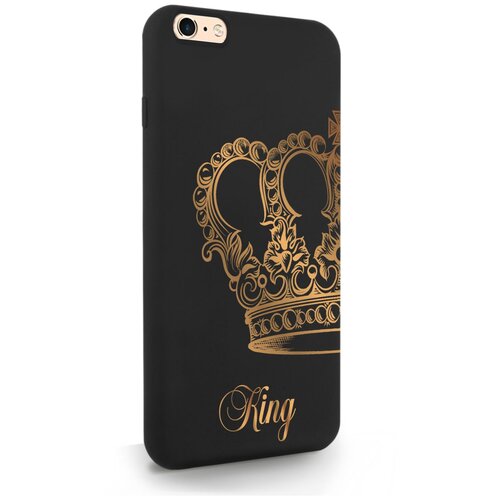 Черный силиконовый чехол MustHaveCase для iPhone 6/6s Plus Парный чехол корона King для Айфон 6/6с Плюс
