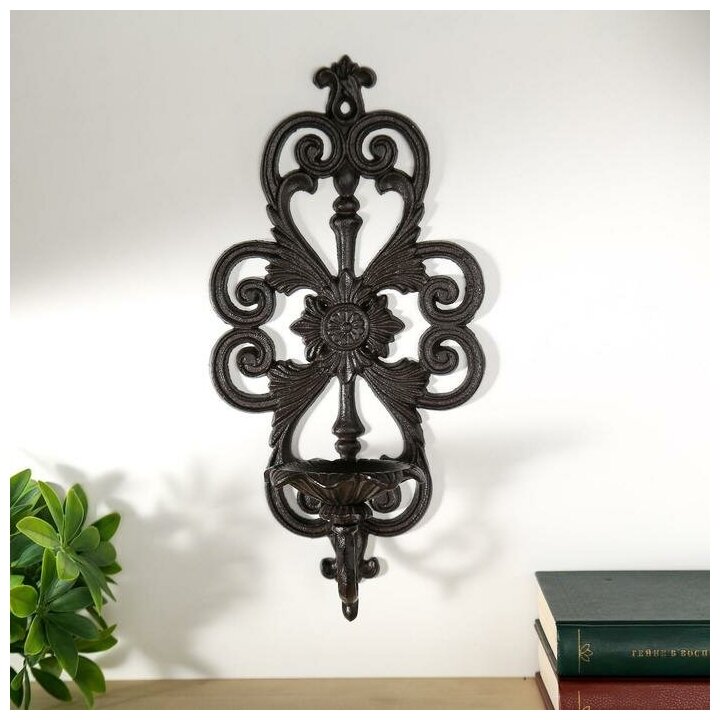 фото Подсвечник настенный чугун "Средневековье" 34х17.5х12 см