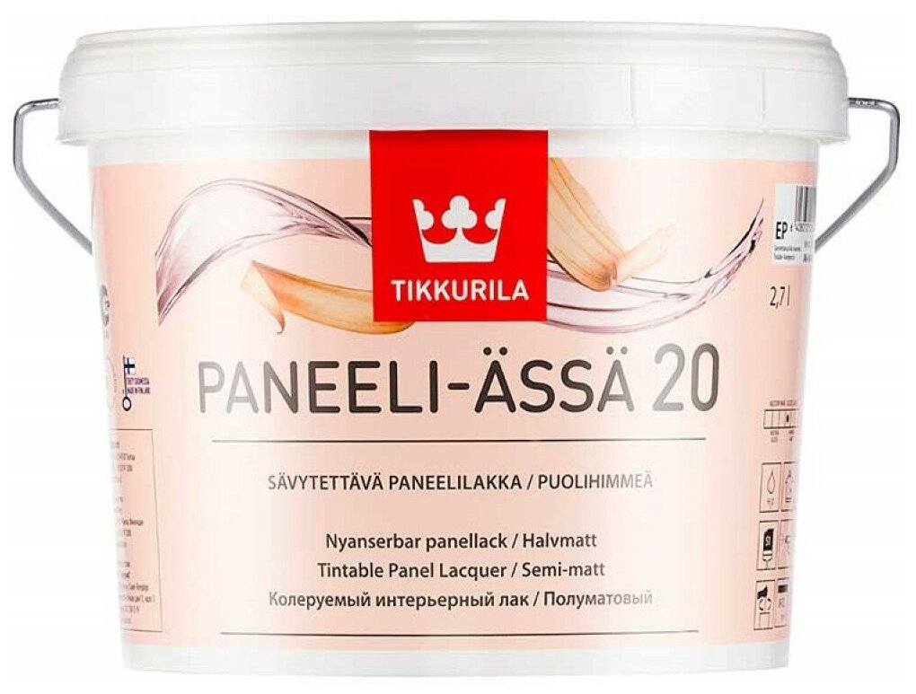 Интерьерный акриловый лак Tikkurila Paneeli-Assa 20 2,7L (EP)