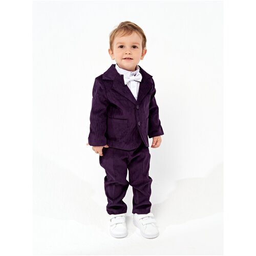 Вельветовый костюм CHADOLLS фиолетового цвета для мальчика, размер 98