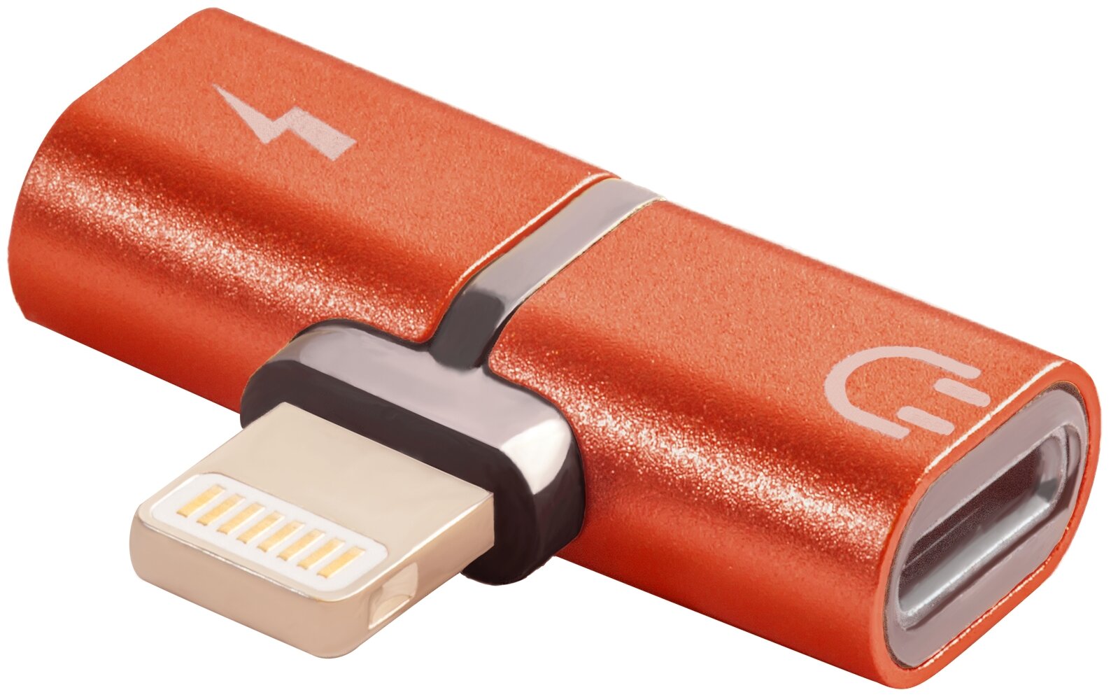 GCR Адаптер-переходник для Apple, Lightning > 2x Lightning, NO Sync Data, золотистый Greenconnect USB 2.0 Lightning 8pin/jack 3,5mm аудио, золотистый (GCR-51150) - фото №1