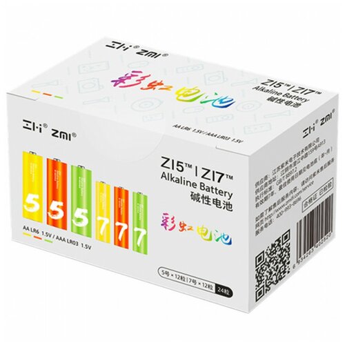 Алкалиновые батарейки Xiaomi ZMI Rainbow ZI7 12шт AAA + ZI5 12шт AA
