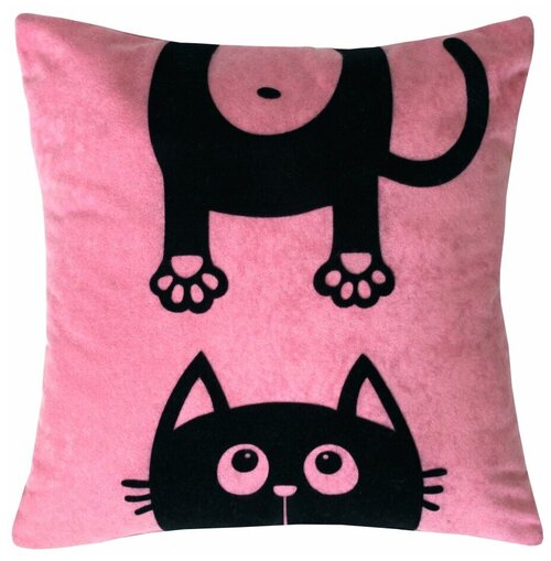 Подушка декоративная MATEX MEOW с котами без наволочки, подарок ребенку, 35х35 см, цвет розовый