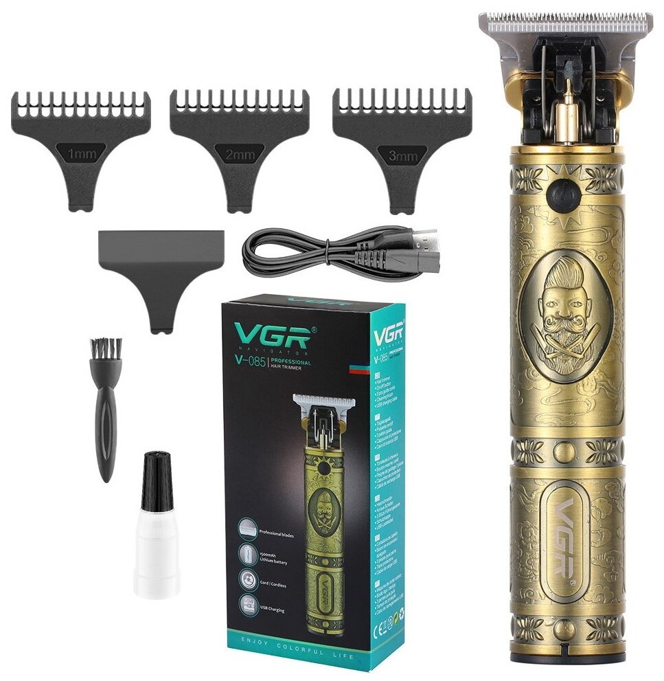 Триммер беспроводной для стрижки волос, бороды и усов с аккумулятором высокой емкости Professional Hair Trimmer VGR-085 - фотография № 9