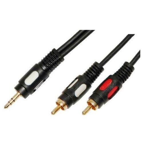Кабель аудио 3.5мм-2RCA Premier 5-134 переходник 3.5мм штекер на 2RCA штекера - 5метров, чёрный аудио кабель 2rca штекер 3 5мм штекер 0 2м cca 458 02