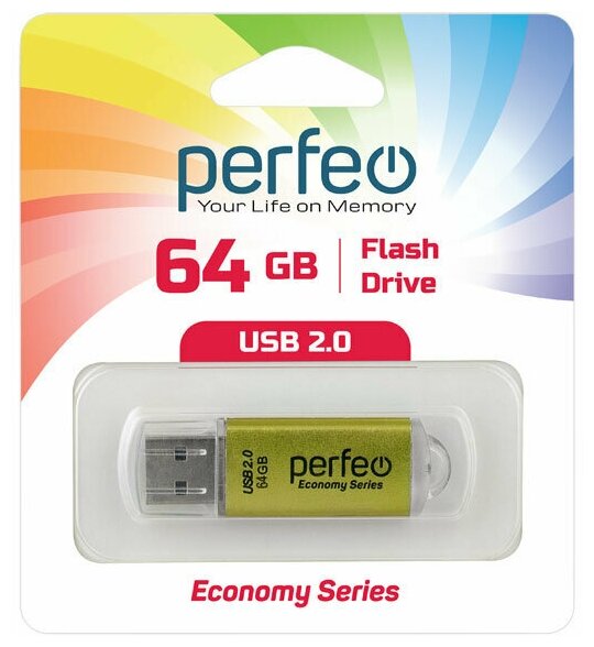 USB флешка Perfeo USB 64GB E01 Gold ES
