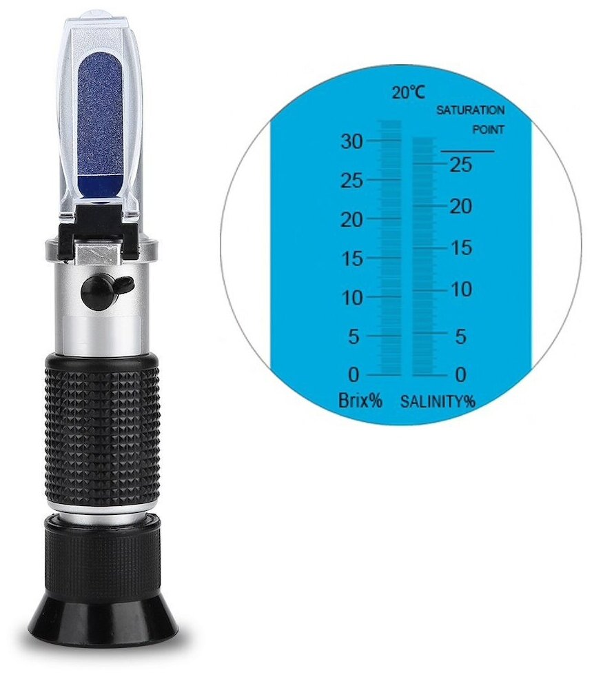 Рефрактометр для измерения сахара 0-32% Brix и солености 0-28%