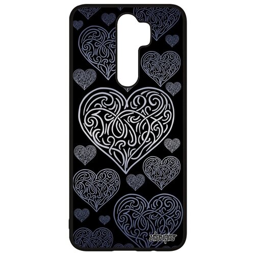 фото Ударопрочный чехол на смартфон // xiaomi redmi note 8 pro // "сердце" амур любовь, utaupia, черный