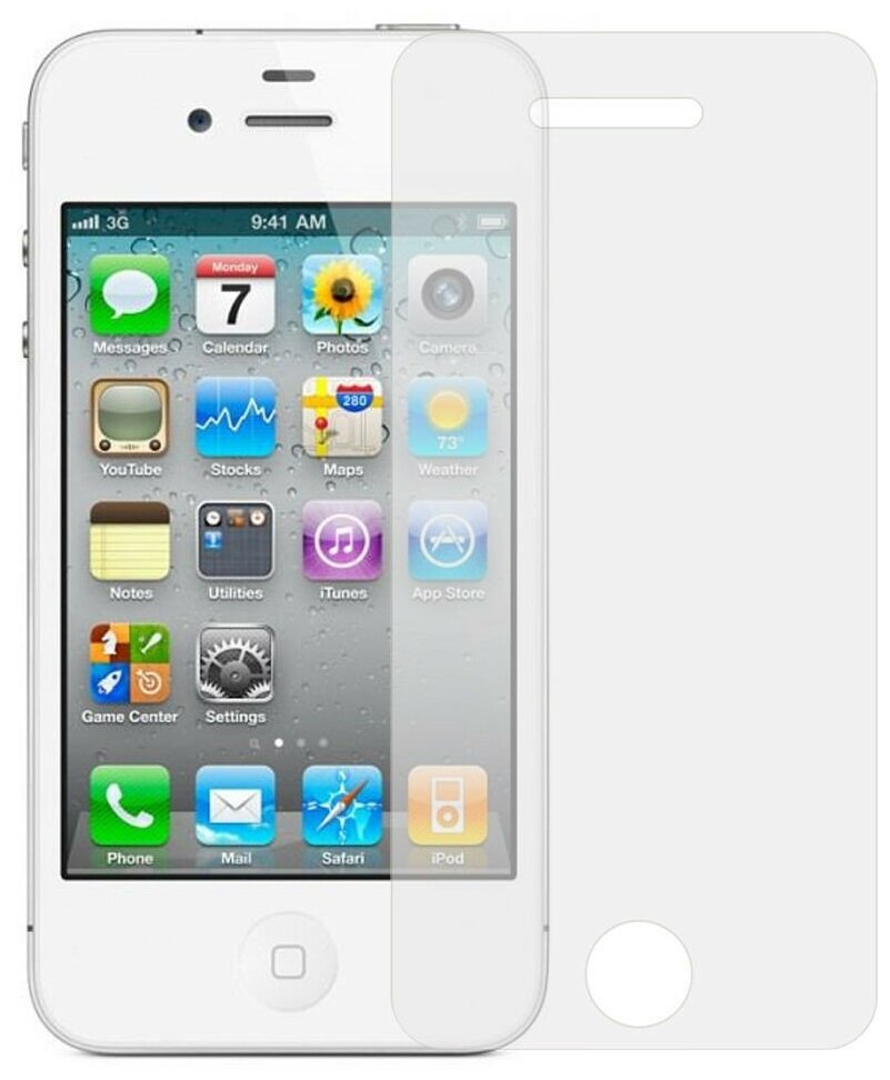 Защитное стекло / бронестекло для iPhone 4 (с отступами под чехол, не полное покрытие)
