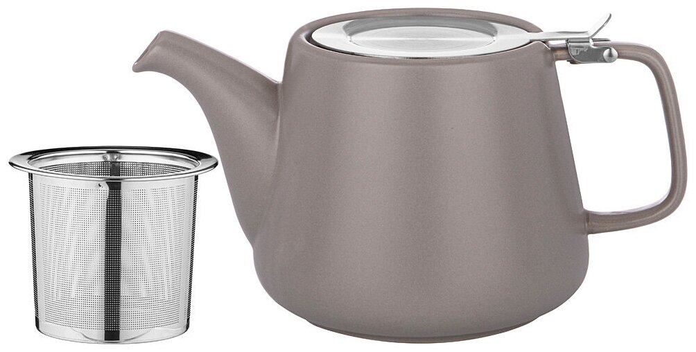 Чайник с металл. ситом и крышкой "velour" 1200мл, серый Bronco (173278)