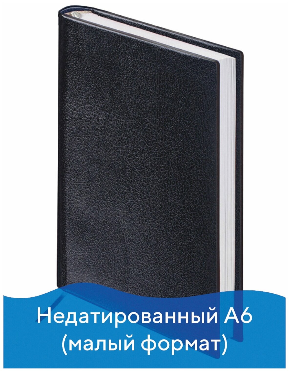 Ежедневник недатированный малый формат А6 (100х150 мм) BRAUBERG "Select", балакрон, 160 л., черный, 123480