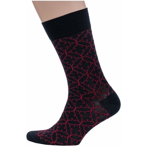 Мужские носки из мерсеризованного хлопка Sergio Di Calze (PINGONS) черно-красные, размер 29