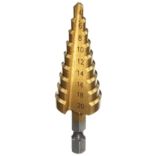 Сверло ступенчатое по металлу A-market 4-20 мм Titanium-Coated HSS Step Drill