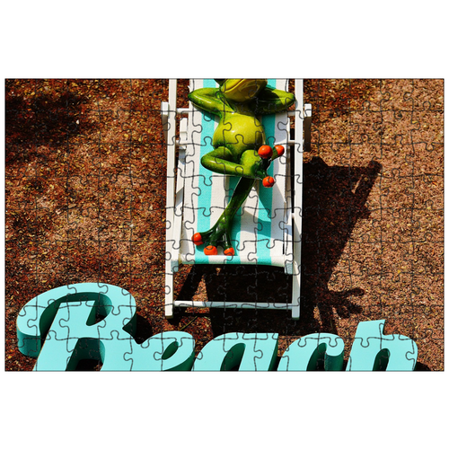 фото Магнитный пазл 27x18см."шезлонги, пляж, пишу" на холодильник lotsprints