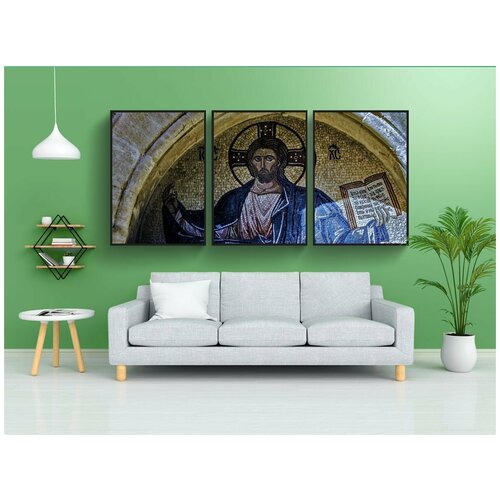фото Набор модулных постеров для интерьера "перемычка, иисус христос, мозаика" 60x90 см. в тубусе, без рамки lotsprints