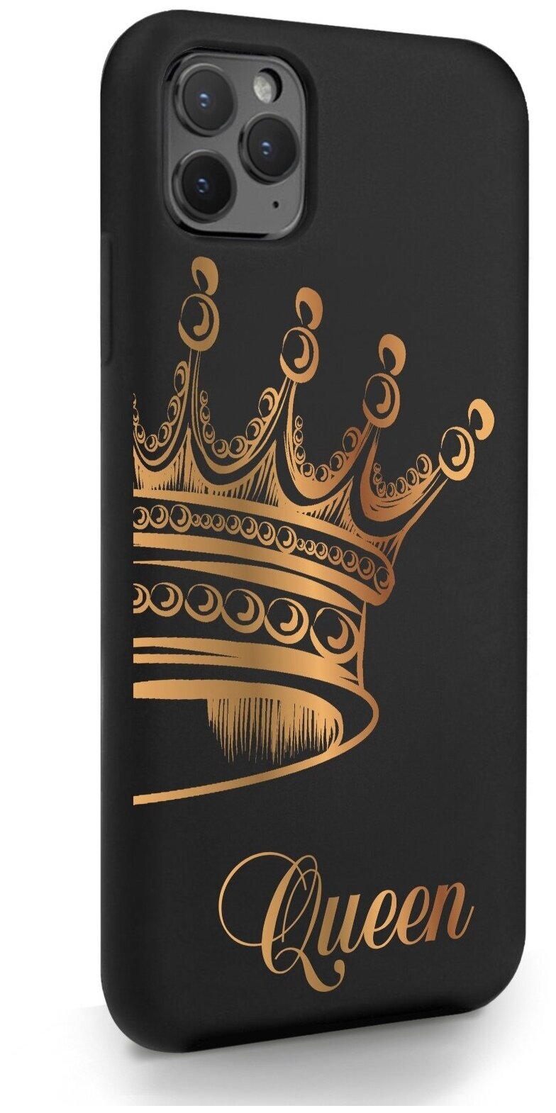 Черный силиконовый чехол MustHaveCase для iPhone 11 Pro Max Парный чехол корона Queen для Айфон 11 Про Макс