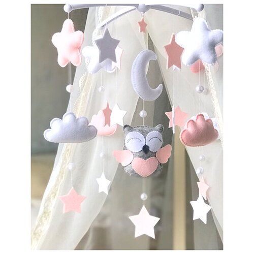 Мобиль на кроватку Felt Dreams Совушка розовый