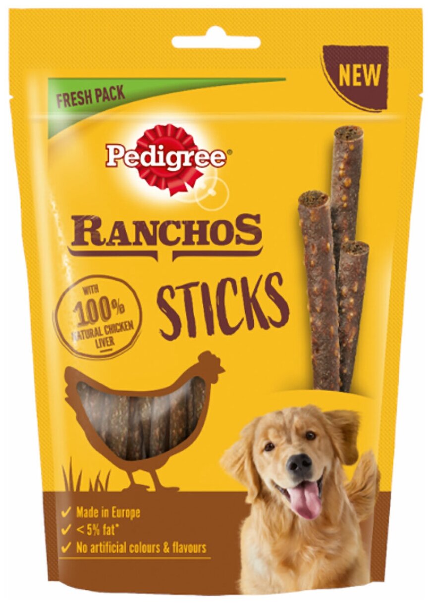 Pedigree Ranchos Sticks мясные палочки с курицей, 60 г