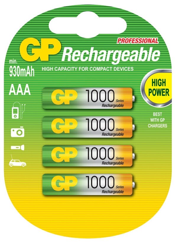 Аккумулятор GP AAA (HR03) 1000mAh 4BL