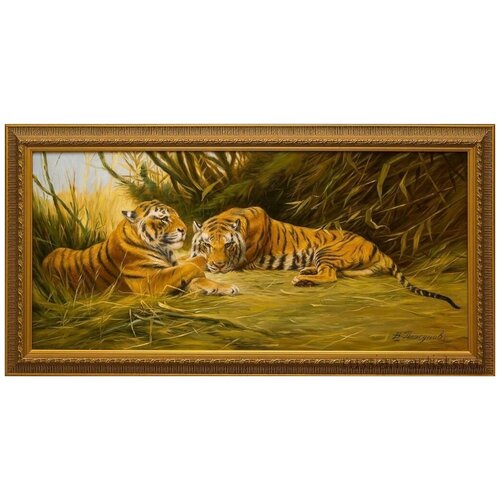 фото Картина маслом "тигры" плясунов русская живопись