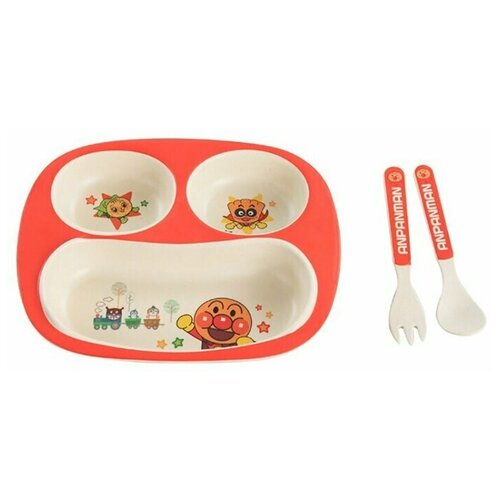 фото Детский столовый набор, тарелка, ложка, вилка, цвет красный, 20х16,5х4 см, baby fox bf- bowl-32
