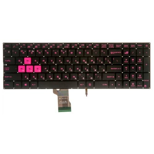 Клавиатура keyboard 90NB0DR1-R31RU0 для ноутбука Asus ROG GL502VM GL502VT GL502VY черная без рамки с фиолетовой подсветкой 2262₽