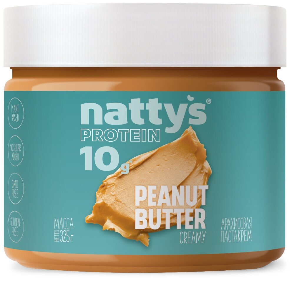 Арахисовая паста Nattys PB PRO c протеином и мёдом, 325 г - фотография № 1