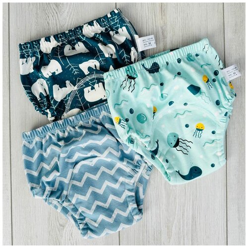Трусики для приучения к горшку 6-ти слойные набор 3 шт. / тренировочные, многоразовые, впитывающие трусики подгузники размер 100 (M)